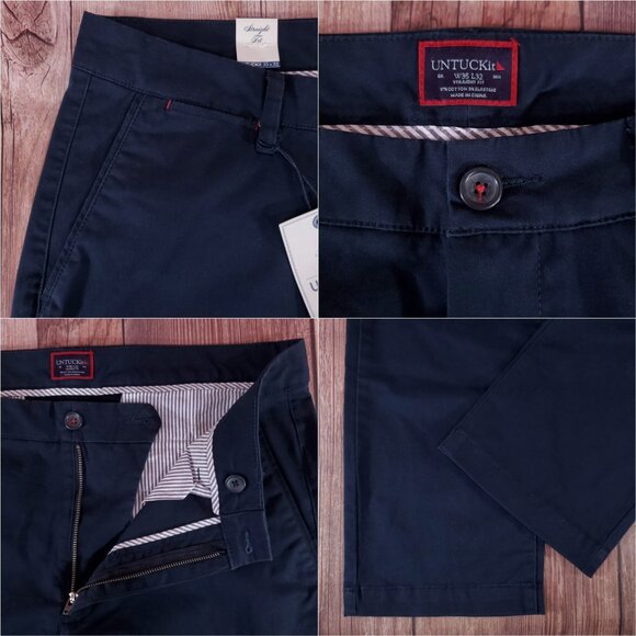 *FLAWS* NWT UNTUCKit Mens Size 35X32 St Clair Straight Leg Pants Navy Blue 40291 - Picture 7 of 13